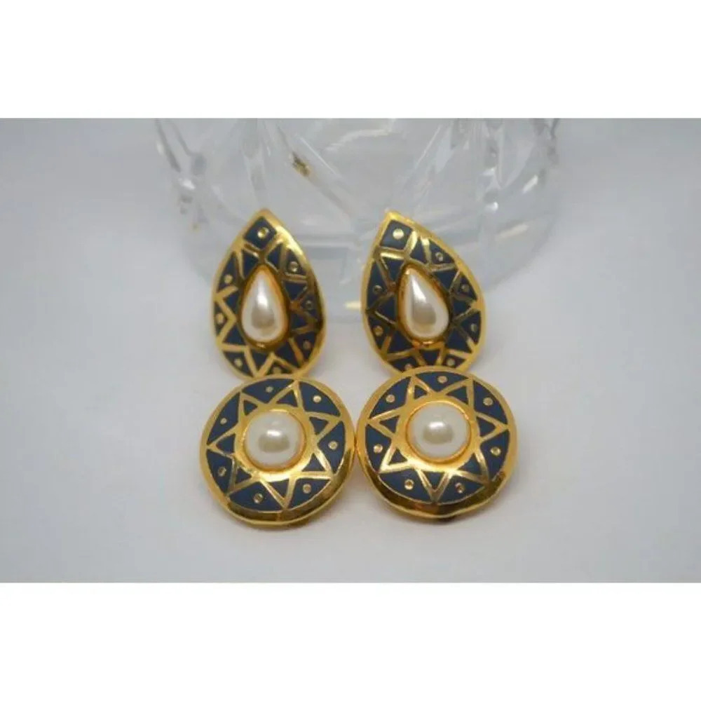Art Deco Revival  Earrings | Geometric Earring Set by Duri - Picture 2 of 10